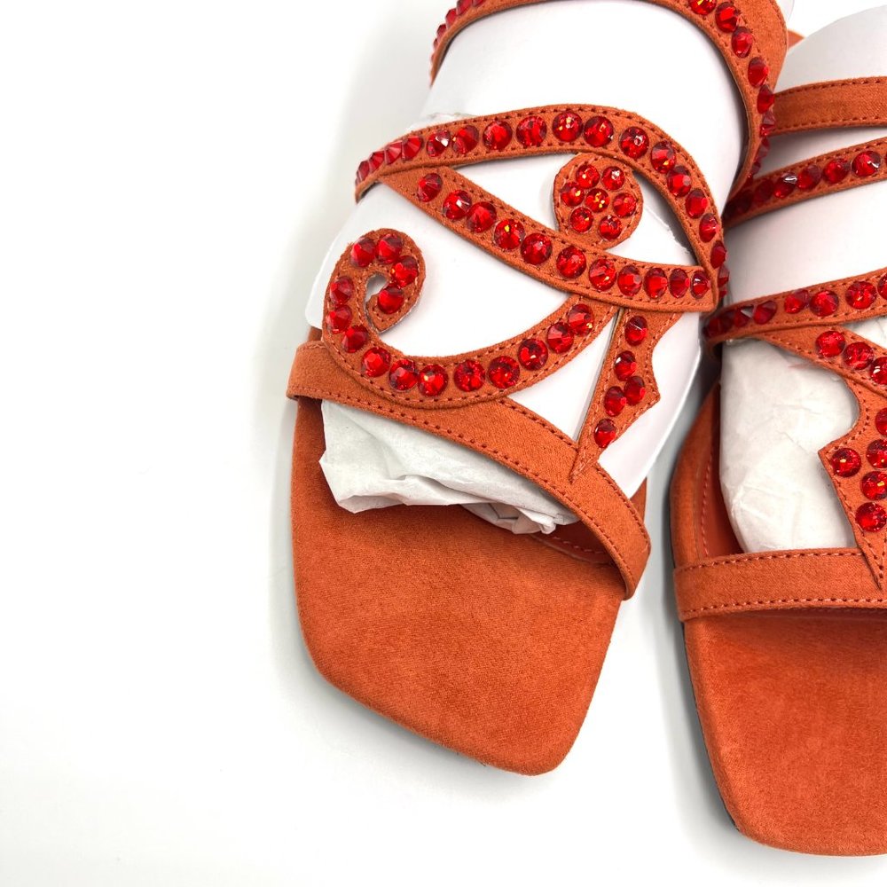 Katy Perry Size 10 The Anat‎ Orange Jeweled Eye Slip On Slides Sandals Shoes - Picture 5 of 13